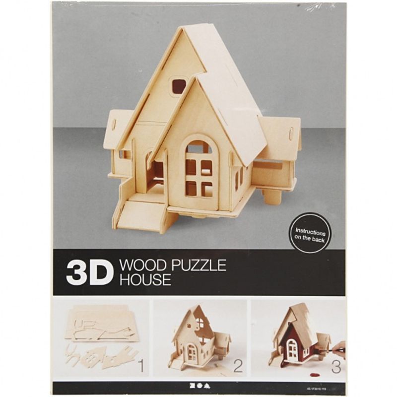 3D Pusslespill, Hus med kjørerampe, str. 22,5x17,5x20,5 , kryssf