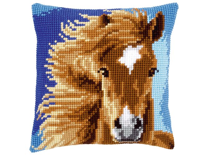 Hovedbilde Broderisett pute Brun hest