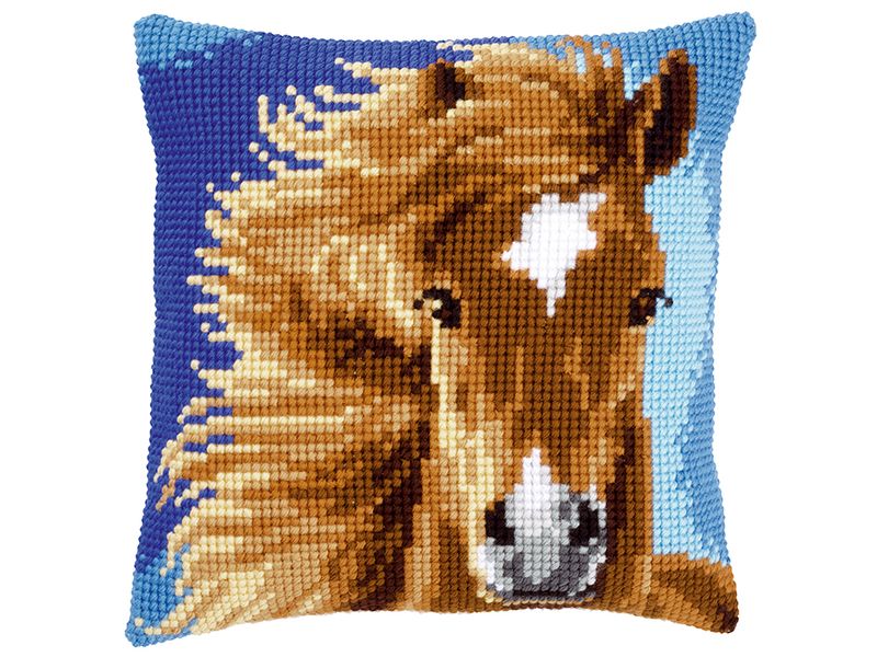 Broderisett pute Brun hest