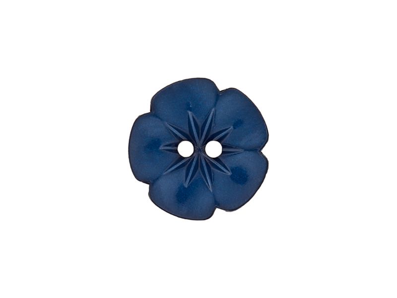 Knapp 2-hulls Blomster 11mm  mørk blå